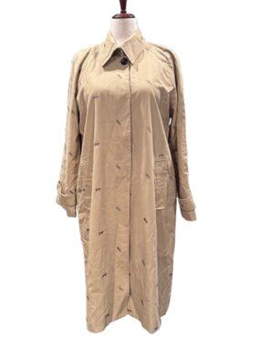 NWOT AVEC LES FILLES Cotton Blend Embroidered Equine Horses Trench Coat (SZ XL)